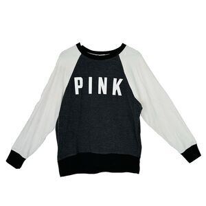 Pink Victoria Secret Sweatshirt Women Size Small Gray White Black Comfy Cozy VTG
